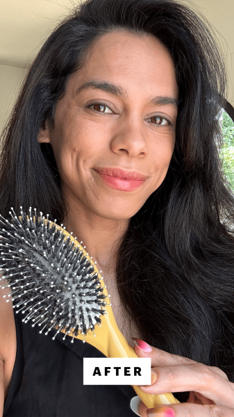 Allure shopping director Shanna Shipin after brushing her hair with the La Bonne Brosse N.03 The Gentle Scalp Care Hair...