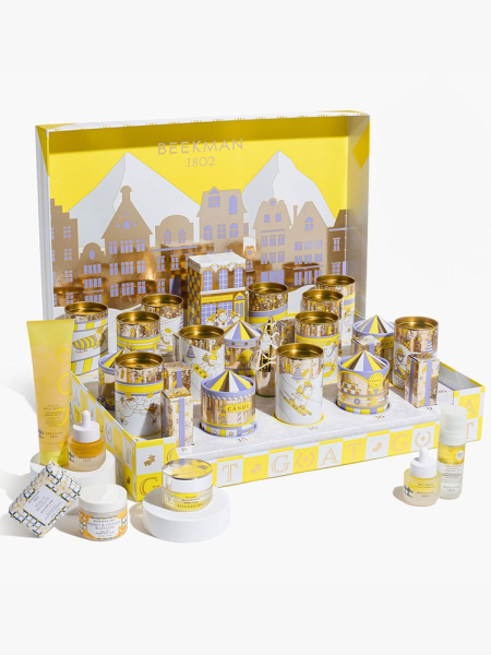 An open Beekman 1802 The G.O.A.T. 2025 Advent Calendar on a light gray background