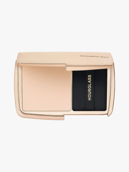 Hourglass Pressed Setting Powder in branded component on a light gray background